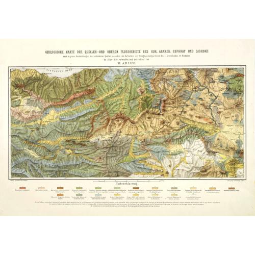 Old map image download for Geologische Karte der Quellen-und Oberen Flussgebiete des Kur, Araxes, Euphrat und Djorokh. . .