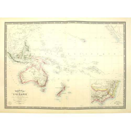 Old map image download for Nouvelle carte de l'Océanie dressée d'après les documents les plus récents par A. Vuillemin, géographe.