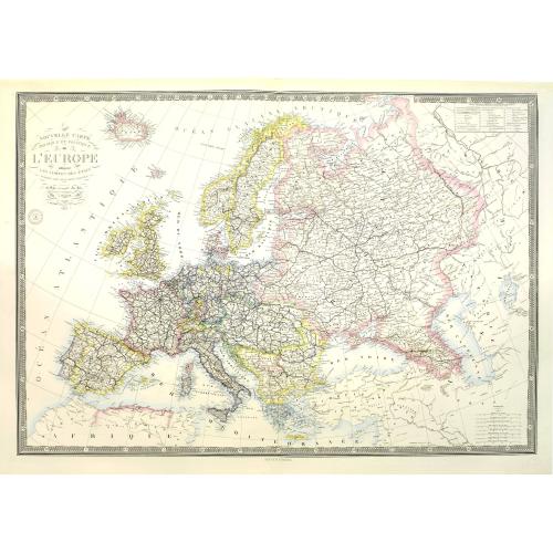 Old map image download for Nouvelle carte physique et politique de l'Europe. Les limites d'états.