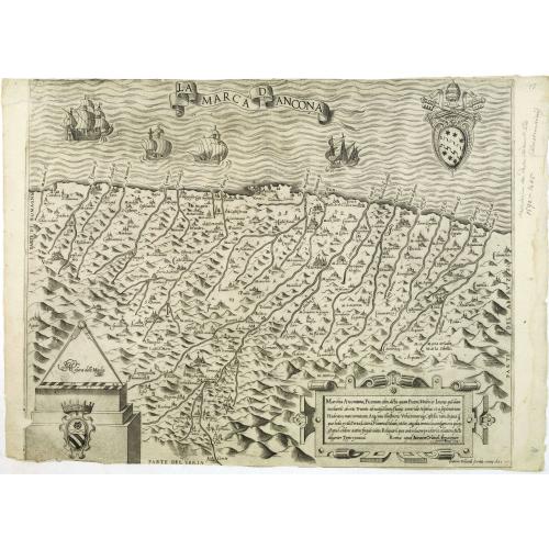 Old map image download for La marca d'Ancona. Marchia Anconitana Picaenum olim dicta. . . Romae apud Joannem Orlandini formis Rome 1604.