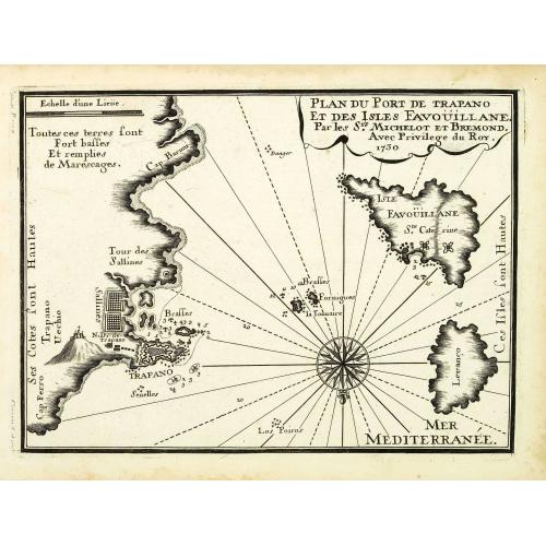 Old map image download for Plan du Port de Trapano et des isles Favouillane.