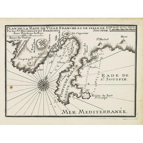 Old map image download for Plan de la Baye de Ville Franche et de celle de St. Souspir.