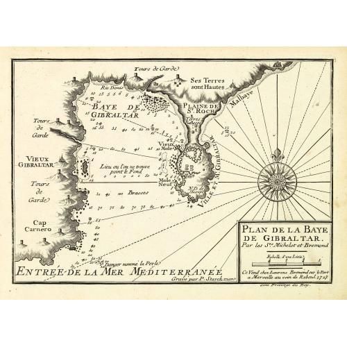 Old map image download for Plan de la Baye de Gibraltar.