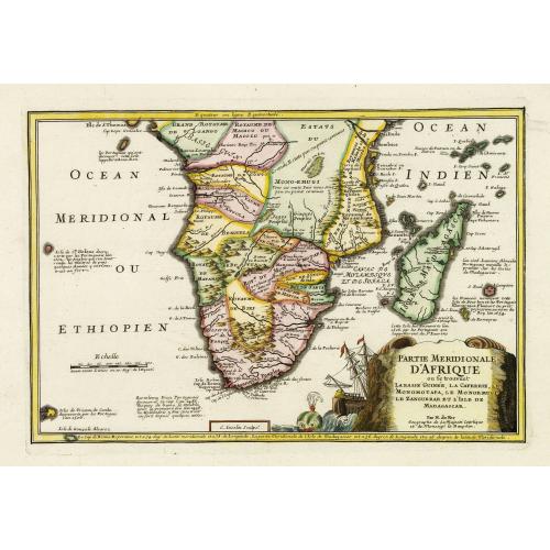 Old map image download for Partie méridionale d'Afrique où se trouvent la Basse Guinée, la Cafrerie, le Monomotapa, le Monoemugi, le Zanguebar et l'isle de Madagascar
