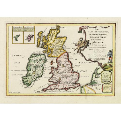 Old map image download for Les isles Britanique, ou sont les Royaumes d'Angleterre, d'Ecosse et d'Irlande. . .