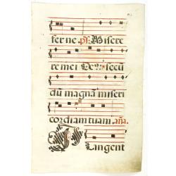 Leaf of manuscript music from an Antiphonary.