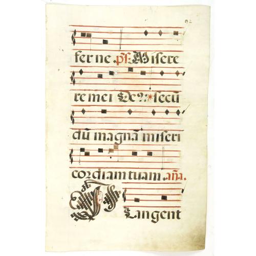 Old map image download for Leaf of manuscript music from an Antiphonary.