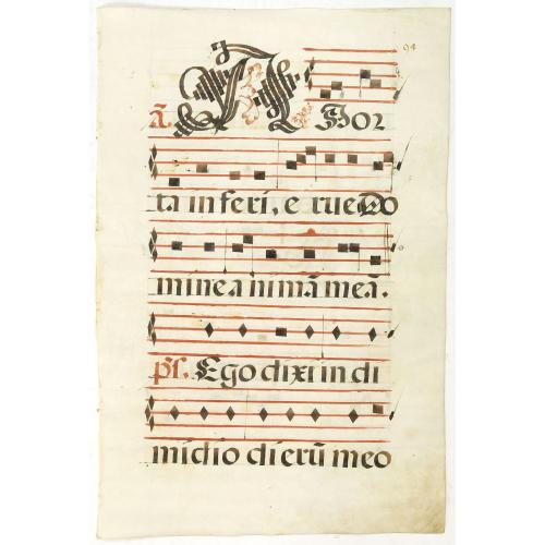 Old map image download for Leaf of manuscript music from an Antiphonary.