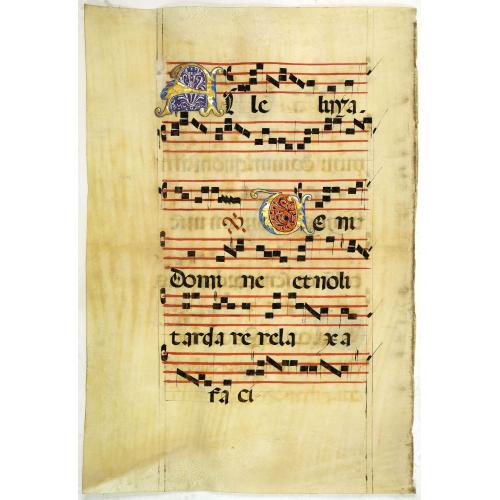 Leaf on vellum from an antiphonary.