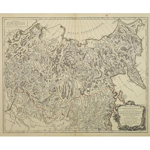 Old map image download for Partie Orientale De L'Empire De Russie En Asie, ou trouvent les Provinces de Jakuckskoy, Kransnojarskoy, Selinginskoy, Ilimskoy, Krasnojarskoy, Narimskoy, Jenisseiskoy, Mangajeiskoy, & c. et les Confins de la Tatarie Chinoise. . . .1750