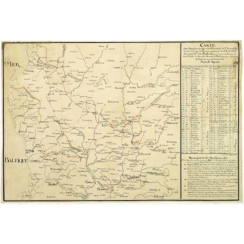Old map image download for Carte des marches du quartier générale de l'Armée Rusienne fait sous le Commandement de S.E. Le Feld Marechal Comte de Butturlin. . .