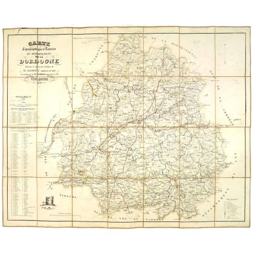 Old map image download for Carte topographique et routière du département de la Dordogne. . .