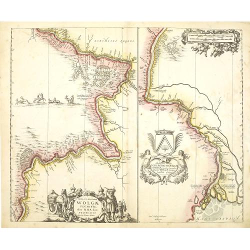 Old map image download for Nova et accurata Wolgae Fluminis olim Rha dicti delineatio Auctore Adamo Oleario.