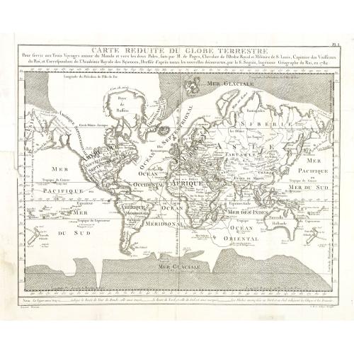 Old map image download for Carte Reduite du globe Terrestre. . .