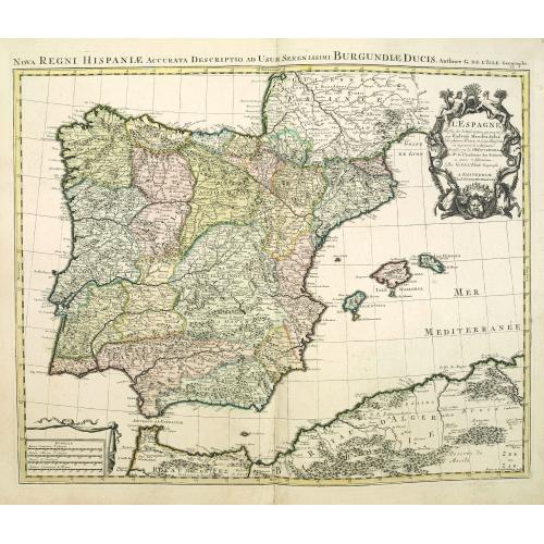 Old map image download for Nova Regni Hispaniae accurata descriptio ad u sum serenissimi Burgundiae ducis.