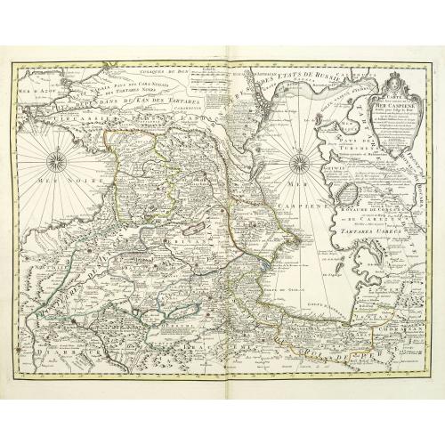 Old map image download for Carte des pays voisins de la mer Caspiene.