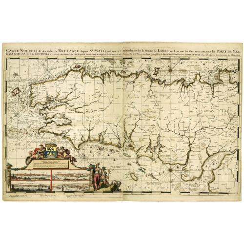 Old map image download for Carte Nouvelle des Costes De Bretagne depuis St. Malo jusques a l'emboucheure de la Riviere de Loire. . .