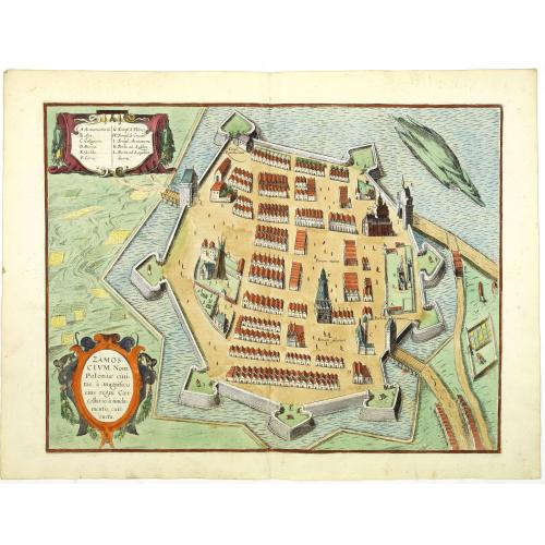 Old map image download for Zamoscium. Nova Poloniae civitas, à magnifico eius regni Cancellaro à fundamentis exstructa.