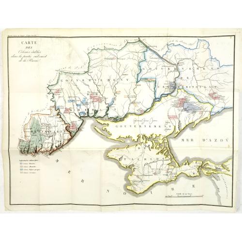 Carte des Colonies établies dans la partie Sud-Ouest de la Russie.