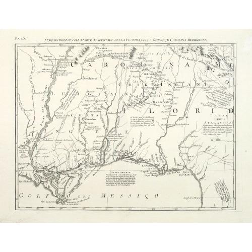 Old map image download for Luigiana Inglese, colla Parte Occidentale della Florida, della Giorgia, e Carolina Meridonale.