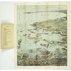 Bird's eye view of Boston Harbor and South Shore to Provincetown showing steamboat routes. Price 10 cents.