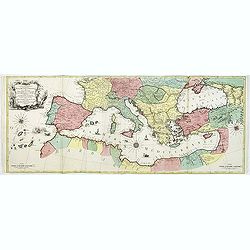 Carte Geographique representant la Mer Mediterranée ou la seconde Partie du Theatre de la Guerre entre les Russes et les Turcs C'est à dire les Roiaumes, les Etâts, les Provinces. . .