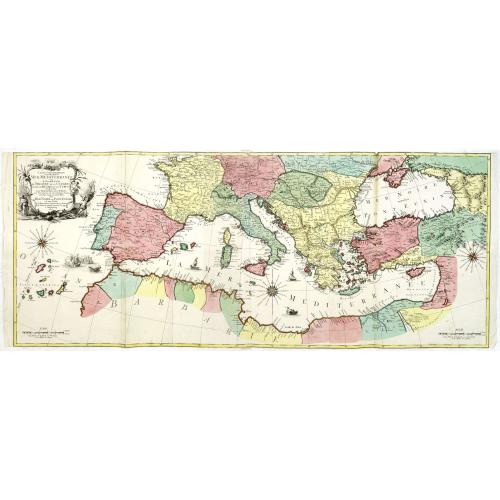 Old map image download for Carte Geographique representant la Mer Mediterranée ou la seconde Partie du Theatre de la Guerre entre les Russes et les Turcs C'est à dire les Roiaumes, les Etâts, les Provinces. . .