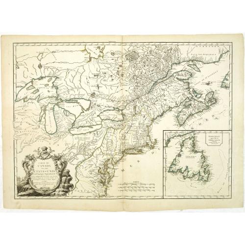 Old map image download for CARTE DU CANADA ET DES ETATS-UNIS de l'Amérique Septentrionale Par le S.r ROBERT DE VAUGONDY Geog. Ord.du Roi. . .
