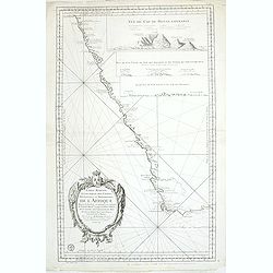 Carte Reduite D'Une Partie Des Costes Occidentales et Meridionales De L'Afrique Depuis Cabo Frio ou Cap Froid . . . Jusque a la Bay S. Blaise . . . MDCCLIV [with view of Cape of Good Hope]