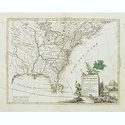 Il Canada Le Colonie Inglesi Con La Luigiana E Florida di nuouva Projezione...1778.