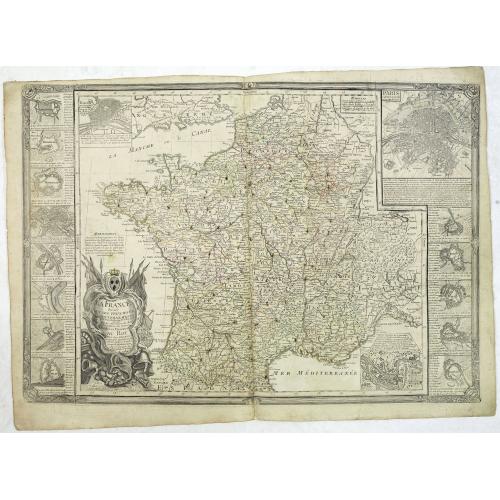 Old map image download for La France, divisée en ses principaux gouvernements. Avec toutes les Routes de ce Royaume. . .