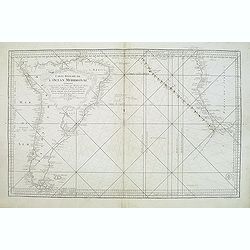 Carte réduite de l'Océan Méridional: contenant toutes les costes de l'Amérique Méridionale depuis l'Euqater jusqu' au 57 degré de latitude et les costes. . .
