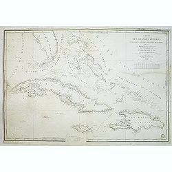 Carte des Grandes Antilles (Cuba, Haïti, Jamaïque, Archipel de Bahama..