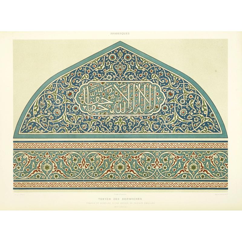 Arabesques. - Tekyeh des derwiches tympan et bordure d'une arcade en faïence émaillée (XVIIe siècle)