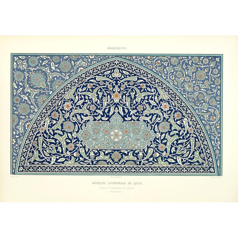 Arabesques. - Mosquée cathédrale de qous. Tympan et écoinçons en faïence. (XVIe siècle.)