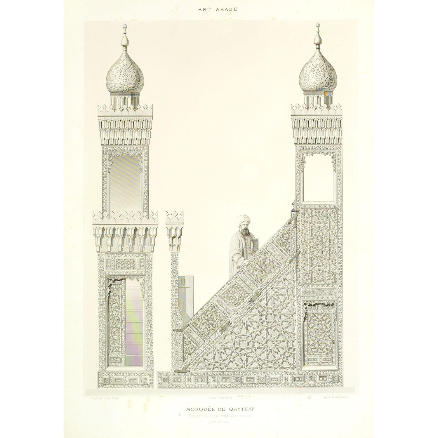 Art arabe. - Mosquée de Qaytbay élévations du mimbar_porte (Xve siècle)