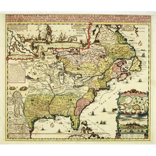 Old map image download for Carte de la Nouvelle Franc, ou se voi le cours des grandes rivieres. . .