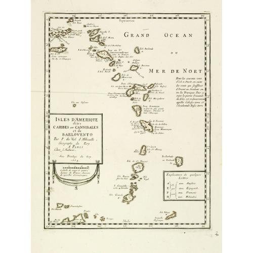 Old map image download for Isles d'Amerique dites Caribes ou Cannibales et de Barlovento. . .