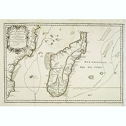 Carte de l'Isle Madagascar dite autrement Madecale et de S. Laurens et aujourd'hui l'Isle Dauphine avec les Coste de Cofala et du Mozambique en Afrique . . .