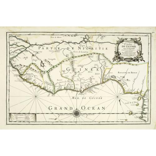 Old map image download for Costes de Guinée avec les Royaumes qui y sont connus des Européens, au-dedans des terres, selonn les relations les plus nouvelles . . .