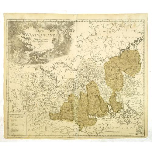 Old map image download for Charta öfwer Wästmanland och Fierdhundra. Med Kongl. Maj.ts. nådigste privilegio utgifven af Kong:e Landtmäteri Contoiret. G. Biurman sculp.