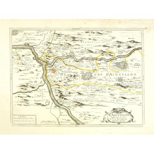 Old map image download for Duché d'Aiguillon Desseigné sur les lieux par P. du Val d'Abbeville.