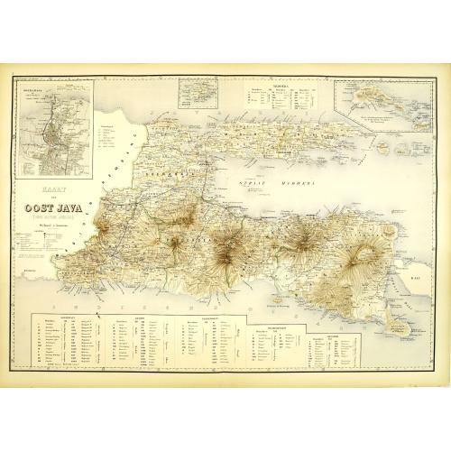 Old map image download for Kaart van oost Java. (derde militaire afdeling)