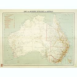Carte des missions Catholiques en Australie.