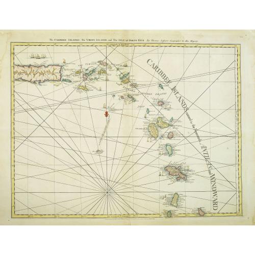 Old map image download for The Caribbee Islands, The Virgin islands, and the Isle of Porto Rico. . .