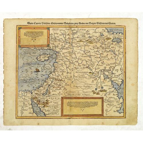 Old map image download for Syria / Cypern / Palestina Mesopotamia / Babylonia / zwen Arabia / mit Bergen / Wasseren und Stetten.