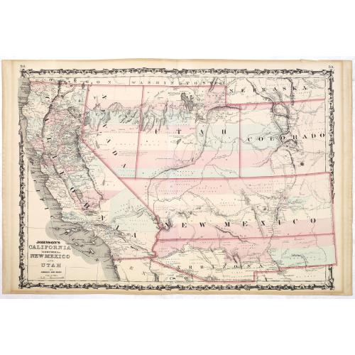 Old map image download for Johnson's California territories of New Mexico and Utah by Johnson and Ward.