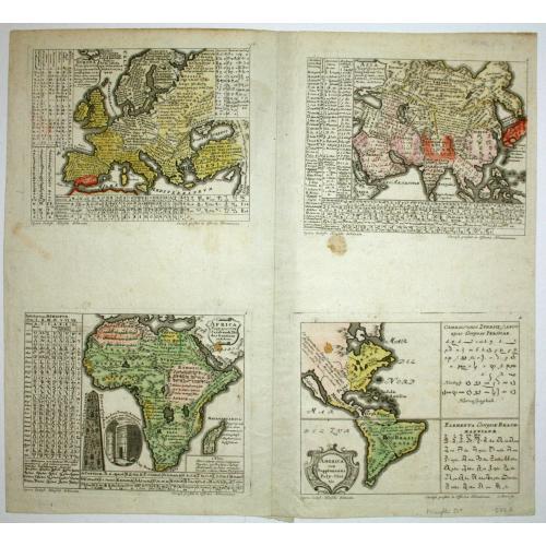 Old map image download for Europa Poly Glottia Linguarum Genealogiam exhisbens [with] Asia Poly Glottia, Africa Poly Glottia and America cum Supplementis Poly-Glottis.