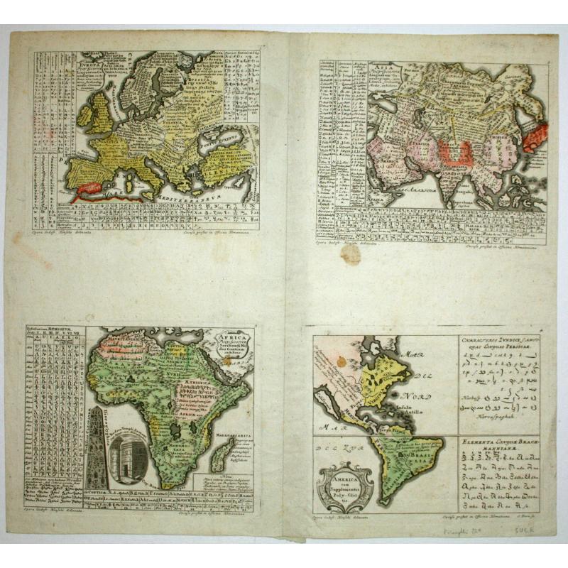 Europa Poly Glottia Linguarum Genealogiam exhisbens [with] Asia Poly Glottia, Africa Poly Glottia and America cum Supplementis Poly-Glottis.