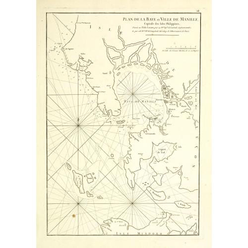 Old map image download for Plan de la baye et Ville de Manille, Capitale des Isles de Philippines . . .